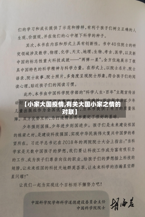 【小家大国疫情,有关大国小家之情的对联】-第2张图片